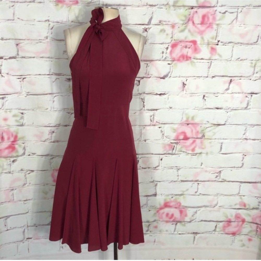 Gucci Burgundy Halter Silk Dress